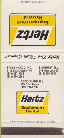 Matchbook Cover - Hertz Rental Equip East Chicago IN Elmhurst SAMPLE 30 Strike