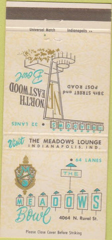 Matchbook Cover - Meadows Bowling Indianapolis IN 30 Strike
