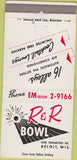 Matchbook Cover - R and R Bowling Beloit WI 30 Strike