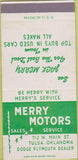 Matchbook Cover - Merry Motors Dodge Plymouth Tulsa OK SAMPLE 30 Strike