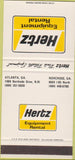 Matchbook Cover - Hertz Rental Equip Norcross Atlanta GA SAMPLE 30 Strike