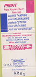 Matchbook Cover - Arrow Manufacturing Tractors Denver CO 30 Strike