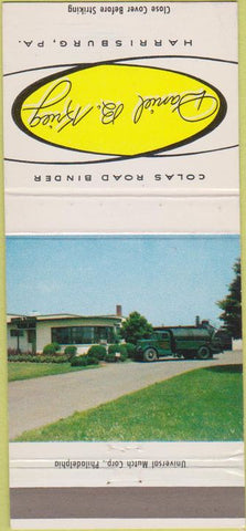 Matchbook Cover - Daniel B Krieg Road Surfacing Pavement Harrisburg PA 30 Strike