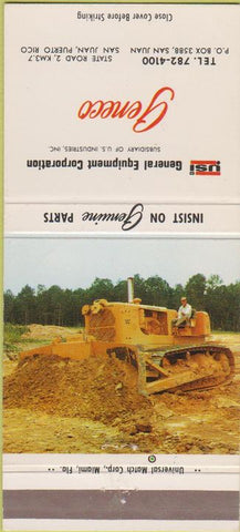 Matchbook Cover - Geneco Tractors San Juan Puerto Rico Massey Ferguson 30 Strike