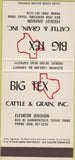 Matchbook Cover - Big Tex Cattle Grain Hereford TX SAMPLE 30 Strike
