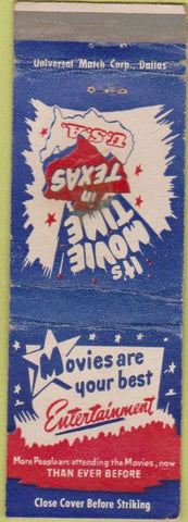 Matchbook Cover - Movies Entertainment TX Texas WORN