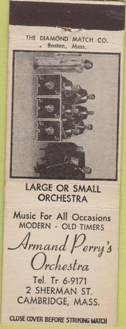 Matchbook Cover - Armand Perry's Orchestra Cambridge MA