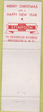 Matchbook Cover - Stimpson Fasteners Brooklyn NY Christmas