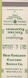 Matchbook Cover - New England Electric GE Pawtucket RI Westerly
