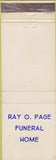 Matchbook Cover - Ray O Page Funeral Home NO TOWN