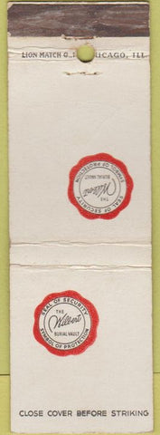 Matchbook Cover - Wilbert Burial Vault caskets CREASE