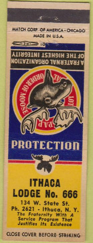 Matchbook Cover - Moose Lode Ithaca Lodge #666 Ithaca NY