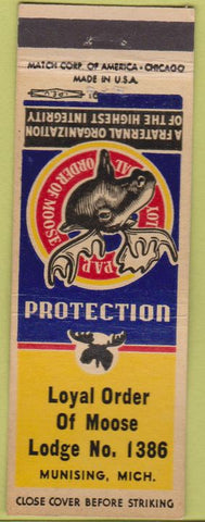 Matchbook Cover - Moose Lodge Munising MI