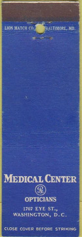 Matchbook Cover - Medical Center Opticians Washington DC