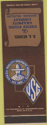 Matchbook Cover - RA Heindel United State Graphite Saginaw MI