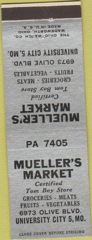 Matchbook Cover - Mueller's Market University City MO
