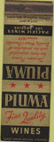 Matchbook Cover - Piuma Wine Brandy Los Angeles CA