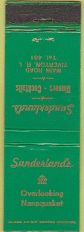 Matchbook Cover - Sunderland's Restaurant Tiverton RI