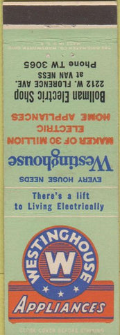 Matchbook Cover - Westinghouse Appliances Bollman Electric Los Angeles CA?
