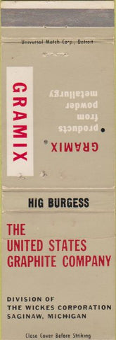 Matchbook Cover - United States Graphite Co Saginaw MI WEAR