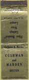 Matchbook Cover - Cushman Marden Boston MA Fiber Bonded Lining