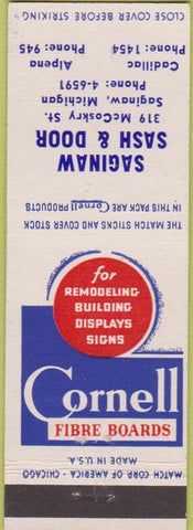 Matchbook Cover - Saginaw Sash Door Cornell Fibre Board Saginaw MI
