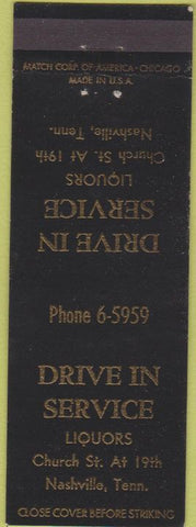 Matchbook Cover - Drive In Service Nashville TN