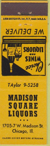 Matchbook Cover - Madison Square Liquors Chicago IL
