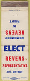 Matchbook Cover - Revens Rep 37th District POOR
