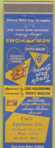 Matchbook Cover - New Home Sewing Machines Moorhead MN wear