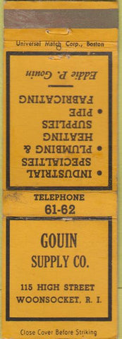 Matchbook Cover - Gouin Supply Co Plumbing Heating Woonsocket RI