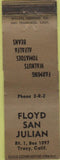 Matchbook Cover - Floyd San Julian Tracy CA Walnuts Alfalfa Beans