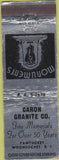 Matchbook Cover - Caron Grainte Co Memorials Pawtucket Woonsocket RI funeral