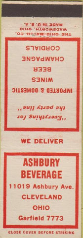 Matchbook Cover - Ashbury Beverage Cleveland OH