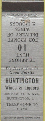 Matchbook Cover - Hungtington Wines Liquor Huntington LI