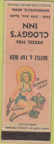 Matchbook Cover - Cloggy's Inn Minneapolis MN pinup CREASE