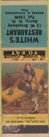 Matchbook Cover - White's Restaurant Derry NH pinup WEAR