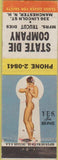 Matchbook Cover - State Die Co Manchester NH pinup