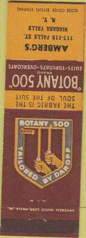 Matchbook Cover - Botany 500 Men's Suits Niagara Falls NY