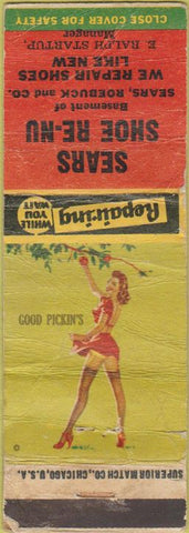 Matchbook Cover - Sears Shoe Re Nu  PINUP POOR