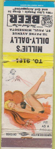 Matchbook Cover - Millie's Dilly Dally St Paul MN pinup POOR