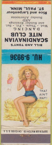 Matchbook Cover - Scandinavian Nite Club St Paul MN pinup WEAR