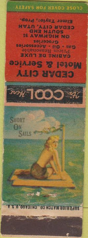 Matchbook Cover - Cedar City Motel oil gas Cedar City UT pinup WEAR