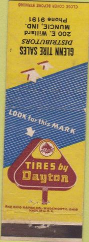 Matchbook Cover - Dayton Tires Glen Tire Sales Muncie IN