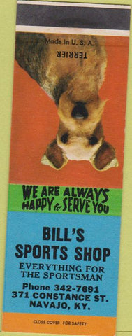 Matchbook Cover - Bill's Sports Shop Navajo KY Terrier SAMPLE