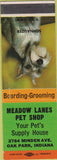 Matchbook Cover - Meadow Lanes Pet Shop Oak Park IN SAMPLE Schnauzer