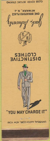 Matchbook Cover - Jack Schwartz Newark NJ Mens Clothes suits