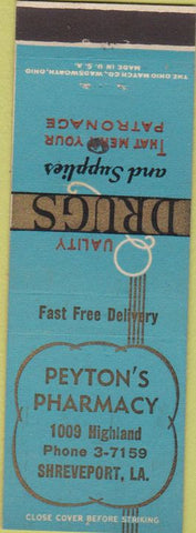 Matchbook Cover - Peyton's Pharmacy Shreveport LA