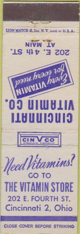 Matchbook Cover - Cincinnati Vitamin Co OH