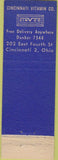 Matchbook Cover - Cincinnati Vitamin Co OH